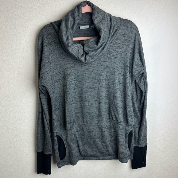 Athleta Gray Batwing and Robin Cowl Neck Top Size Small - Picture 2 of 10